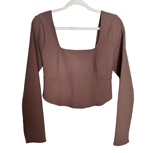 Abercrombie and Fitch Womens Long Sleeve Corset Crop Top Size Large - Picture 1 of 12